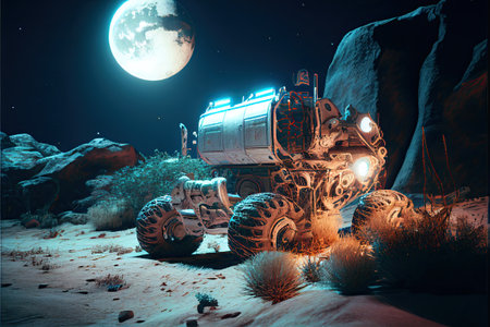 Spacecraft, mission to the moon, Generative AIの素材