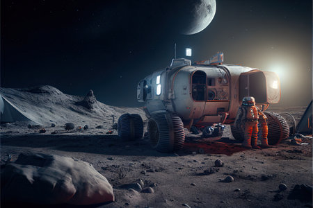 Spacecraft, mission to the moon, Generative AIの素材