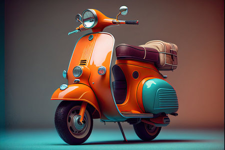Illustration of a vintage scooter. Generative AIの素材
