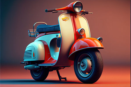 Illustration of a vintage scooter. Generative AIの素材
