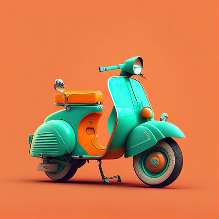 Illustration of a vintage scooter. Generative AIの素材