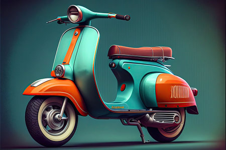 Illustration of a vintage scooter. Generative AIの素材
