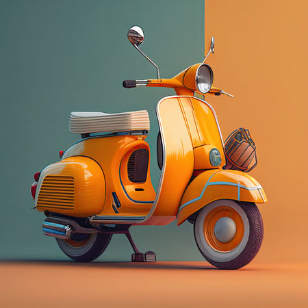 Illustration of a vintage scooter. Generative AIの素材