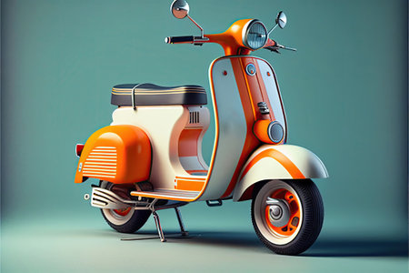 Illustration of a vintage scooter. Generative AIの素材
