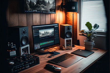 home studio for podcaster or youtuber. AI Generativeの素材