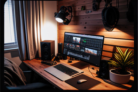 home studio for podcaster or youtuber. AI Generativeの素材