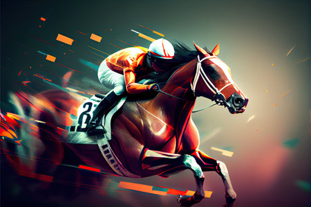 Horses sport, horse racing in track. AI Generativeの素材