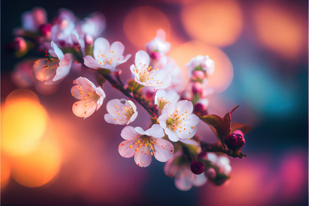 blurred bokeh background with cherry blossom flowers . Generative aiの素材