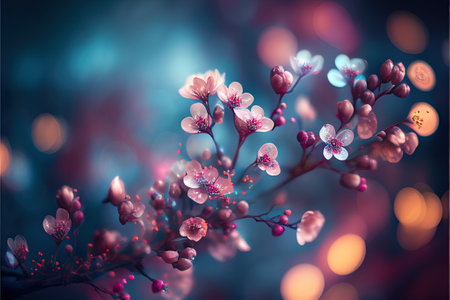 blurred bokeh background with cherry blossom flowers . Generative aiの素材