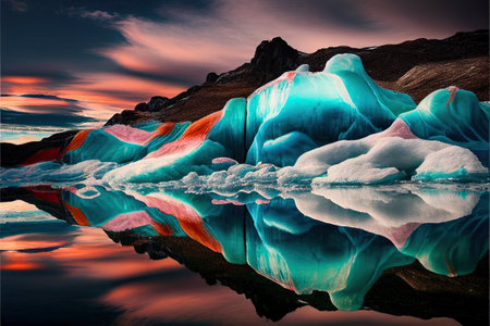 Beautiful colors of ice in Greenland, Generative aiの素材