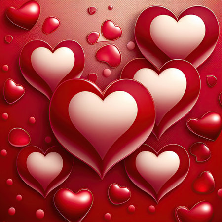 Valentine's card or background. Red hearts, Valentines day concept. ai generativeの素材