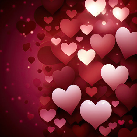 Valentine's card or background. Red hearts, Valentines day concept. ai generativeの素材