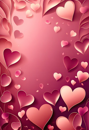 Valentine's card or background. Red hearts, Valentines day concept. ai generativeの素材