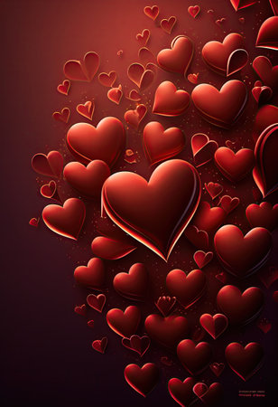 Valentine's card or background. Red hearts, Valentines day concept. ai generativeの素材