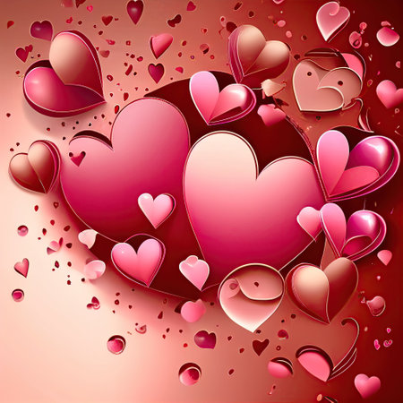 Valentine's card or background. Red hearts, Valentines day concept. ai generativeの素材