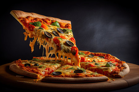 Close-up food photography of Pizza, Italian food. Ai generativeの素材