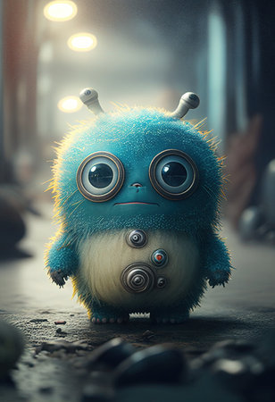 cute air monster with big eyes. Ai generativeの素材