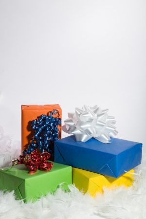 christmas presents on whiteの写真素材