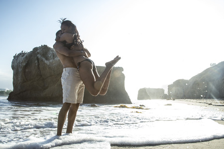 Young Couple on the Beachの写真素材