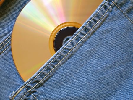 Raibow compact disc within pocketの写真素材