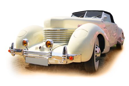 Vintage roadster isolated over a white backgroundの写真素材