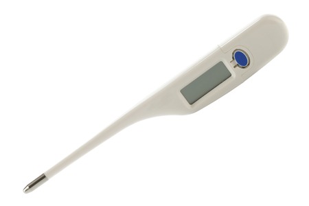 Digital thermometer close-up isolated over a white background