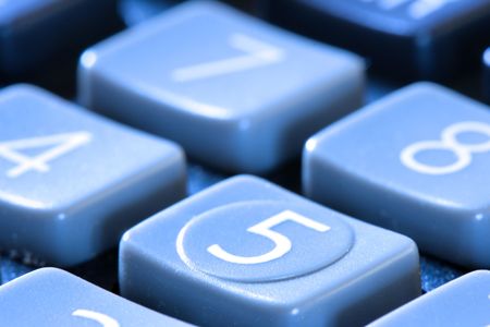 Buttons of phone or calculator macro toning in blue color      