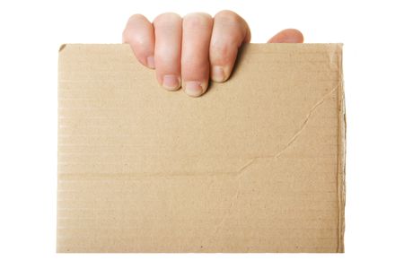 Hand holding blank cardboard, put your own text hereの写真素材