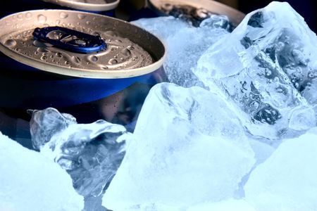 Aluminium cans of beer and iceの写真素材