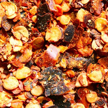 Crushed very hot red pepper close-upの写真素材