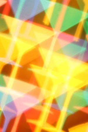 Colorful martini glasses bokeh, may be used as backgroundの写真素材