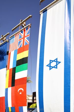 Lots of flags of different countriesの写真素材