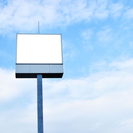 Blank sign on the post, put your own text or image hereの写真素材