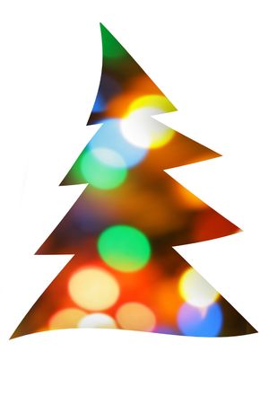 Abstract colorful Christmas tree isolated over white backgroundの写真素材