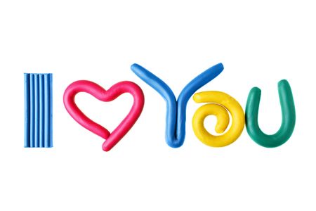 Text I LOVE YOU made from plasticineの写真素材