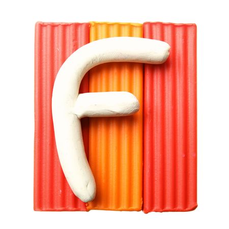 Letter F - Plasticine alphabet isolated over white backgroundの写真素材