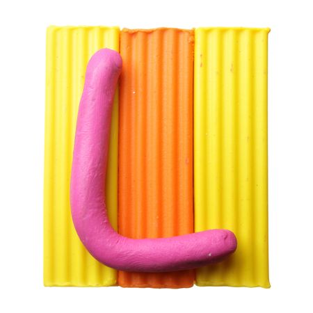 Letter L - Plasticine alphabet isolated over white backgroundの写真素材
