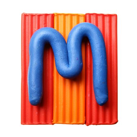 Letter M - Plasticine alphabet isolated over white backgroundの写真素材