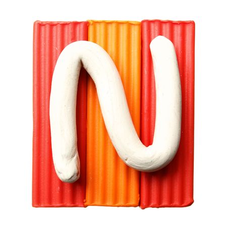 Letter N - Plasticine alphabet isolated over white backgroundの写真素材
