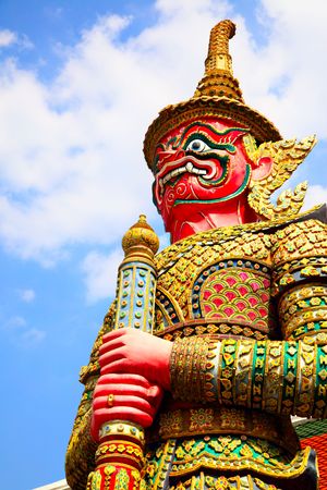 Guard statue at the temple Wat Phra Kaeo. Bangkok. Thailandの写真素材