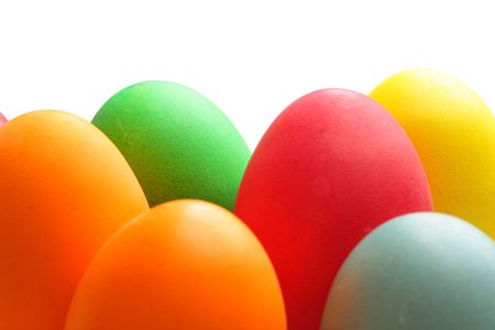 Easter eggs isolated over the white backgroundの写真素材