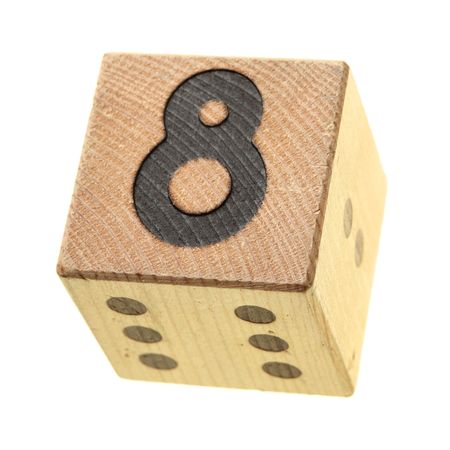 8 - Wooden blocks with digits isolated over the white backgroundの写真素材
