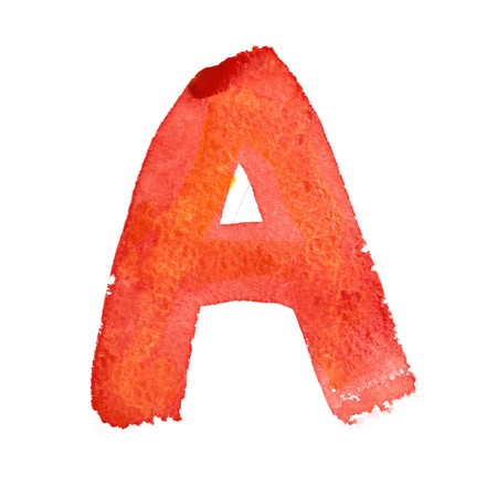 A - Watercolor letters isolated over the white backgroundの写真素材