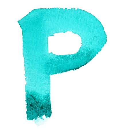 P - Watercolor letters isolated over the white backgroundの写真素材