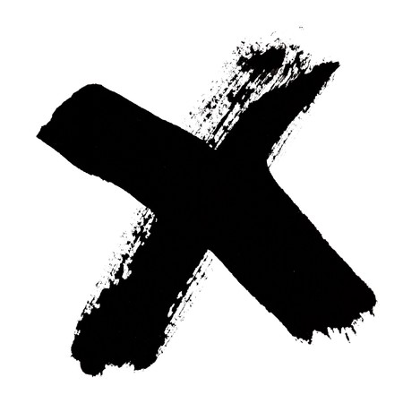 X - Black ink letters isolated over the white backgroundの写真素材