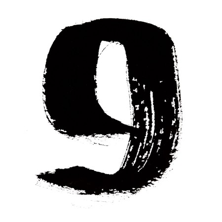 9 - Black ink numbers over the white backgroundの写真素材