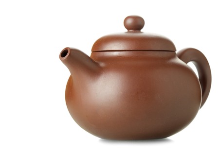 Chinese clay teapot isolated over the white background の写真素材