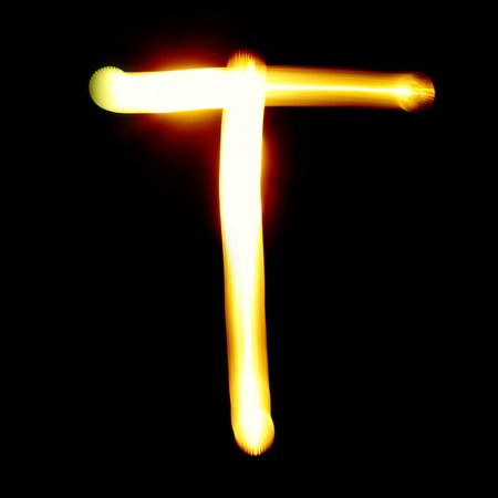 Created by light alphabet over black backgroundの写真素材