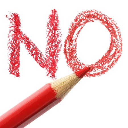 Crayon writing word NO over white backgroundの写真素材