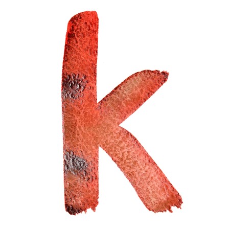 K - Watercolor letters (Lower case) isolated over the white backgroundの写真素材
